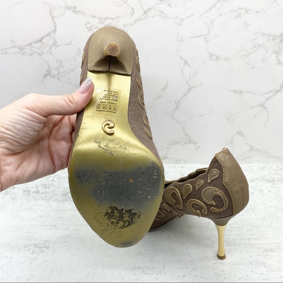 House of Dereon- Taupe Leather Open Toe Heel 7 - Picture 8 of 12